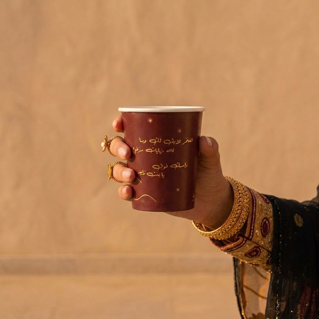 Emirati Women Day -Double Paper Cup- Gold - 25pcs