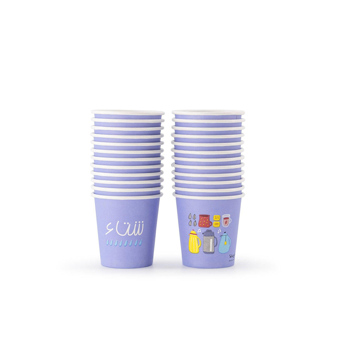 Qahwa Paper Cups -Winter- 25 pcs - The Dana Store