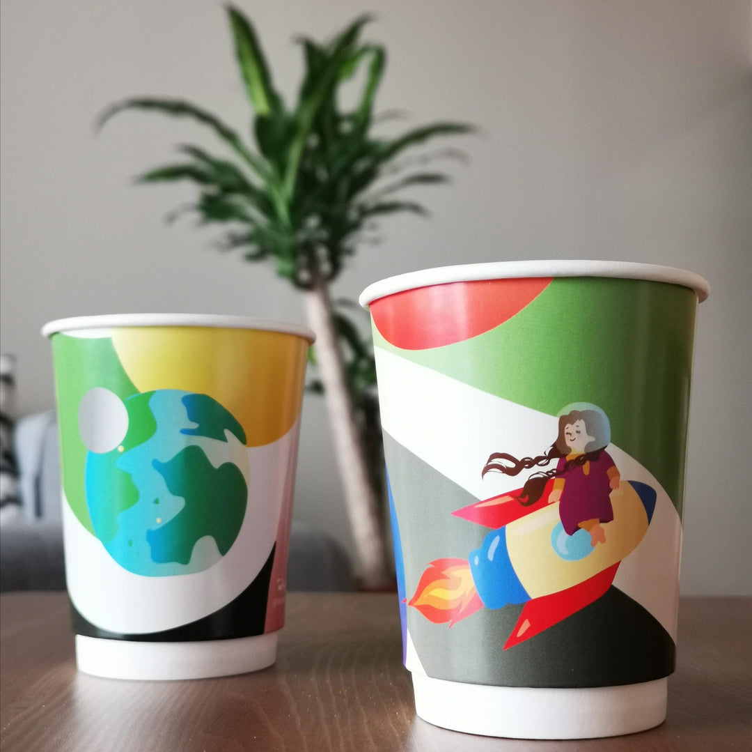 Double Paper Cups -UAE in Space 1- 24pcs - The Dana Store
